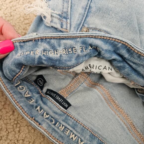American Eagle AE Next Level Ripped Super High-Waisted Flare Jean 00R - Picture 4 of 8